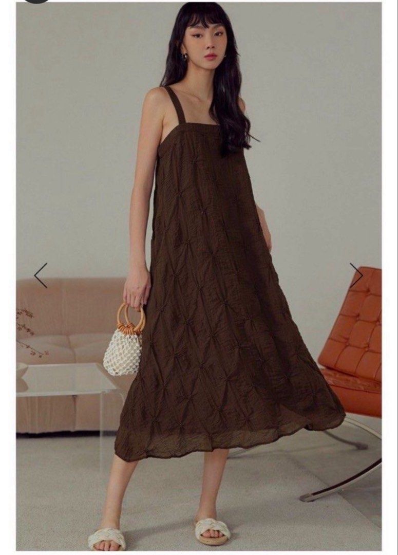 Fashmob Aviana Tencel Dress in Cocoa (Category: Dresses) located in Singapore. Submitted by melomarshmallow (Listing ID 1444458650, Image 1). Description: Brand new. Washed but not worn before. Moving out clearance..