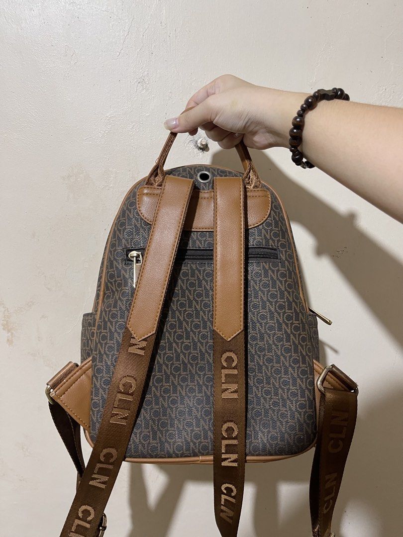 CLN Signature Monogram Backpack (Category: Backpacks) located in Meycauayan. Submitted by shiz_wihz (Listing ID 1444325793, Image 3). Description: Selling my preloved Authentic CLN Monogram Mini Backpack in color Brown - in very good used condition! - no scratches sa mismong leather - with compartments in front, inside and at the back of the bag Selling Price: 1,900 pesos Via Lalamove or J&T delivery (buyer will shoulder the fee) .