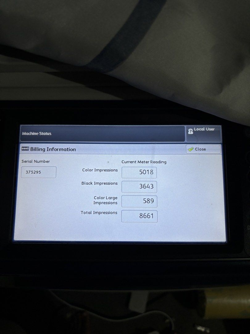 Fuji Xerox ApeosPort-VC 3376 Multifunction Printer (Category: Printers, Scanners & Copiers) located in Pasay City. Submitted by ninzlimbo (Listing ID 1444487575, Image 2). Description: - Fuji Xerox ApeosPort-VC 3376 Multifunction Printer - Total Impressions: 8661 - Color Impressions: 5018 - Black Impressions: 3643 - Color Large Impressions: 589 - Serial Number: 375295 - In excellent working condition.