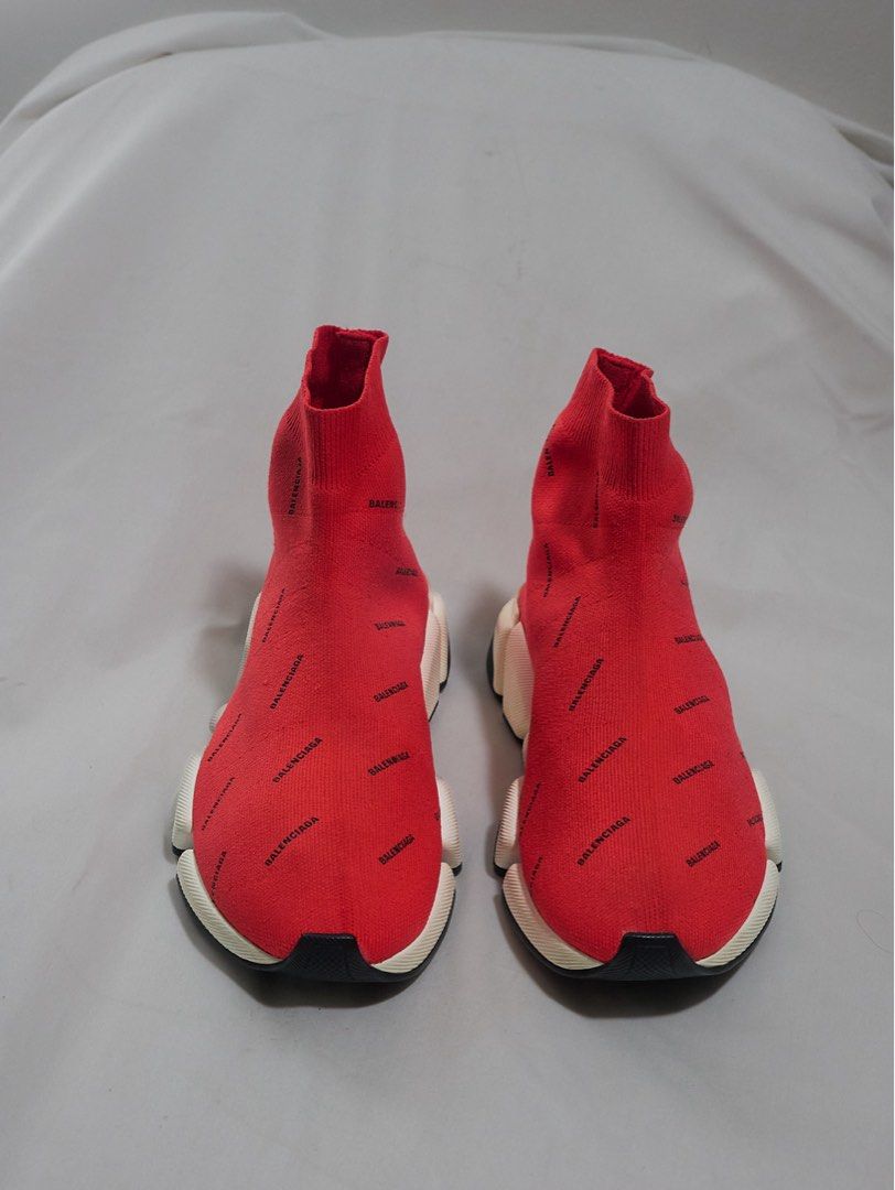 FW20 Balenciaga Speed Trainer 2.0 Monogram Trainers (Category: Sneakers & Footwear) located in Quezon City. Submitted by soourceph (Listing ID 1444452201, Image 2). Description: A redesign of the 2017 Demna offering. The Speed Trainer 2.0 compartmentalized its futuristic outsole into different modules, making the silhouette ergonomic compared to its clunky predecessor. Repeating print details on its vibrant Red upper, redesigned sock upper knit, 