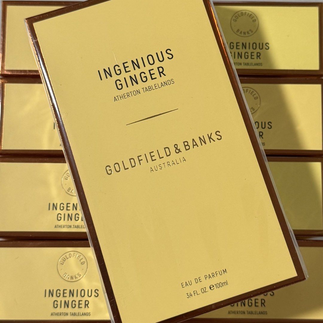 Goldfield & Banks Ingenious Ginger EDP 100ml (Category: Fragrance & Deodorants) located in Quezon City. Submitted by enzopot__ (Listing ID 1444413727, Image 1). Description: - Brand: Goldfield & Banks - Fragrance: Ingenious Ginger - Type: Eau de Parfum - Size: 100ml - Condition: Brand new, sealed.