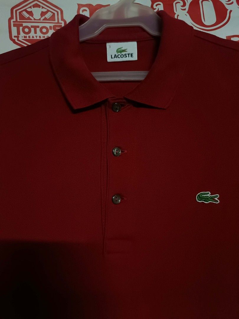 Lacoste Red Polo Shirt Size 3 (Category: Tshirts & Polo Shirts ) located in Makati City. Submitted by elgamapenumbra (Listing ID 1444416081, Image 2). Description: - Classic red Lacoste polo shirt - Features iconic crocodile logo on chest - Two-button placket - Comfortable material - Tagged size 3 - Ideal for casual wear -100% Original Lacoste. -With Authentication..