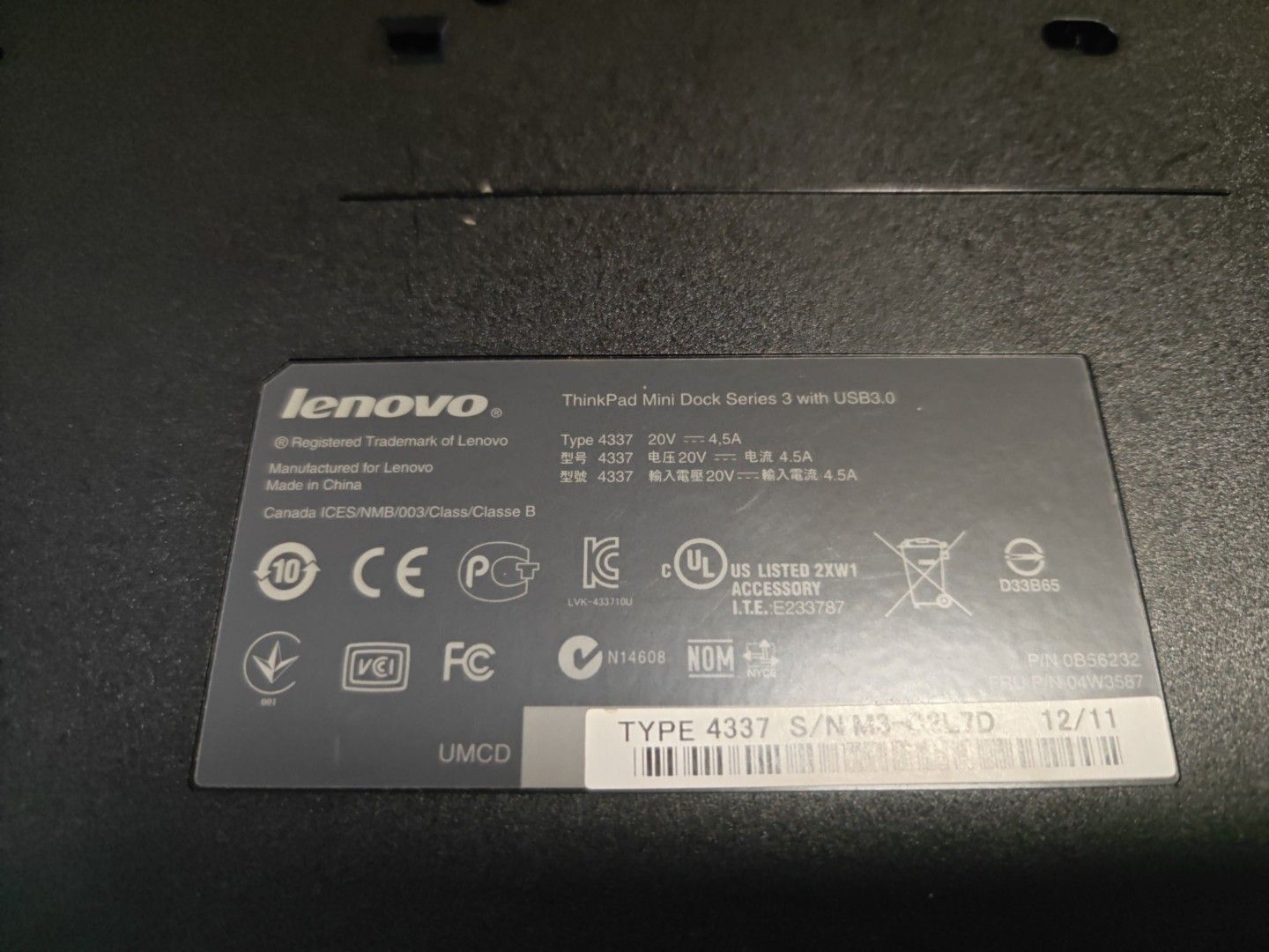 Lenovo ThinkPad Mini Dock Series 3 Type 4337488446726338007041