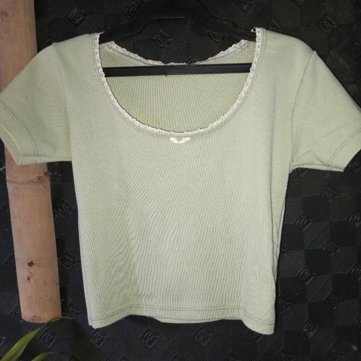Light Blue & Sage Green Scoop Neck T-shirts bundle 4 (Category: Shirts) located in Libon. Submitted by beryyves (Listing ID 1444366994, Image 2). Description: 2 pcs bundle rfs decluttering MOP: Gcash MOD: J&T.