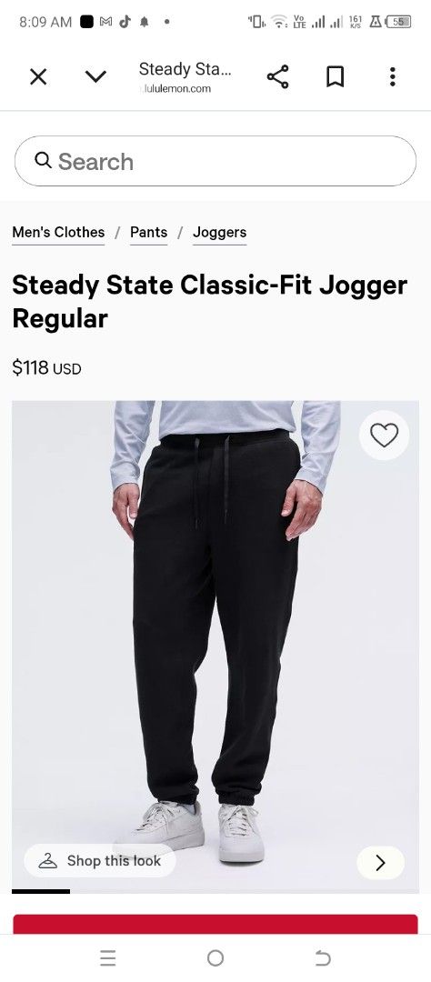 Lululemon Steady State Classic -fit Jogger (Category: Activewear) located in Cabuyao City. Submitted by khode025 (Listing ID 1444334055, Image 2). Description: Lululemon Steady State Classic -fit Jogger medium on tag excellent used condition 8/10 color rate 780 only.