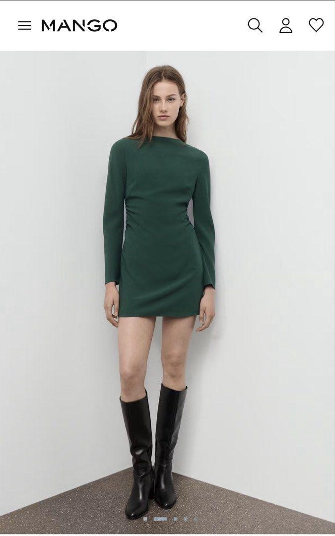 Mango Green Long Sleeve Ruched Dress (Category: Dresses) located in Taguig. Submitted by welllovedstuff (Listing ID 1444445800, Image 1). Description: - Brand: Mango - Color: Green - Style: Long sleeve dress with crew neckline - Features: Side ruching detail for a flattering fit - Occasion: Perfect for nights out or special events - Comfort: Comfortable and stylish design - Fit Note: For those around 5ft, the length falls about an inch above the 