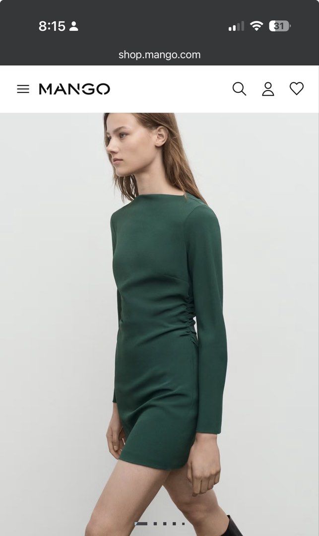 Mango Green Long Sleeve Ruched Dress (Category: Dresses) located in Taguig. Submitted by welllovedstuff (Listing ID 1444445800, Image 2). Description: - Brand: Mango - Color: Green - Style: Long sleeve dress with crew neckline - Features: Side ruching detail for a flattering fit - Occasion: Perfect for nights out or special events - Comfort: Comfortable and stylish design - Fit Note: For those around 5ft, the length falls about an inch above the 