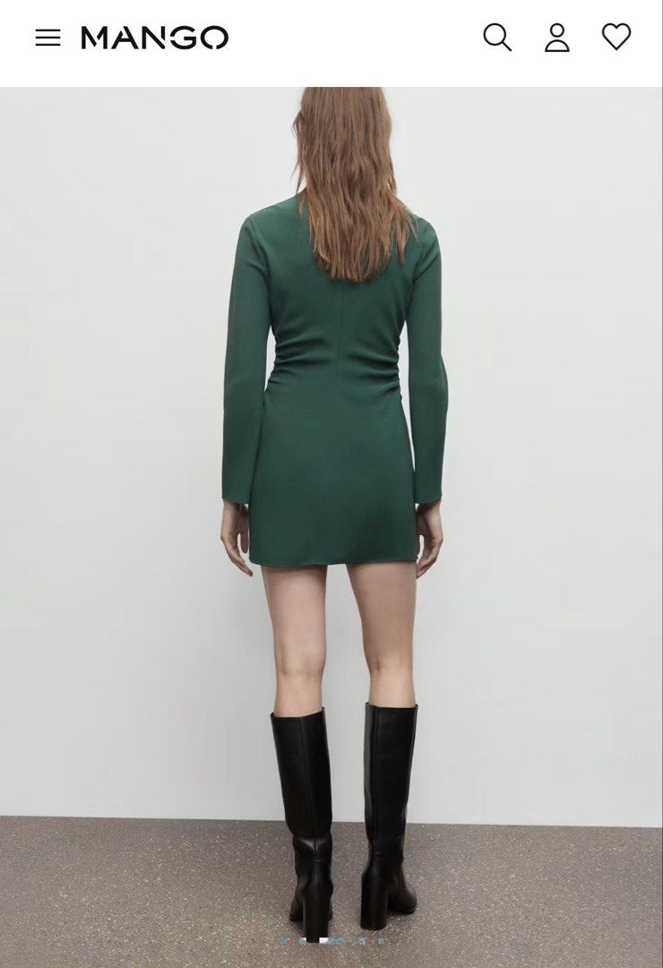 Mango Green Long Sleeve Ruched Dress (Category: Dresses) located in Taguig. Submitted by welllovedstuff (Listing ID 1444445800, Image 3). Description: - Brand: Mango - Color: Green - Style: Long sleeve dress with crew neckline - Features: Side ruching detail for a flattering fit - Occasion: Perfect for nights out or special events - Comfort: Comfortable and stylish design - Fit Note: For those around 5ft, the length falls about an inch above the 
