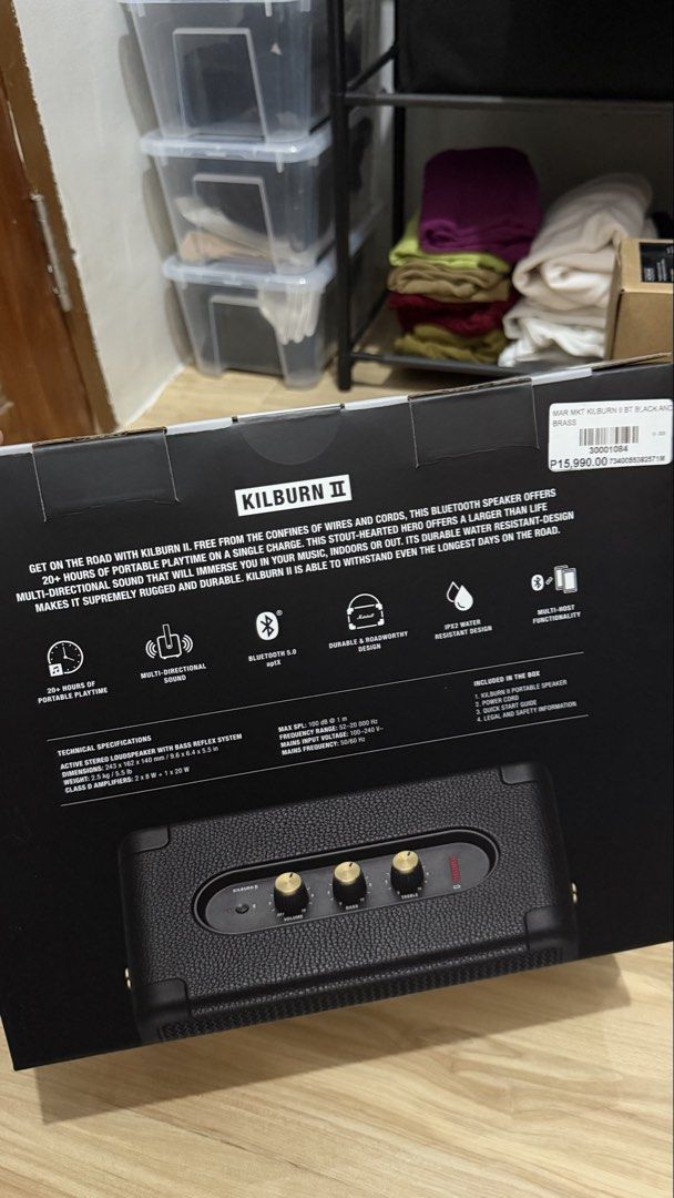 Marshall Kilburn II (Category: Soundbars, Speakers & Amplifiers) located in Taguig. Submitted by justineofalltrades (Listing ID 1444334491, Image 2). Description: Selling this brandnew Marshall Kilburn II for only 10990php Loc: Taguig City.