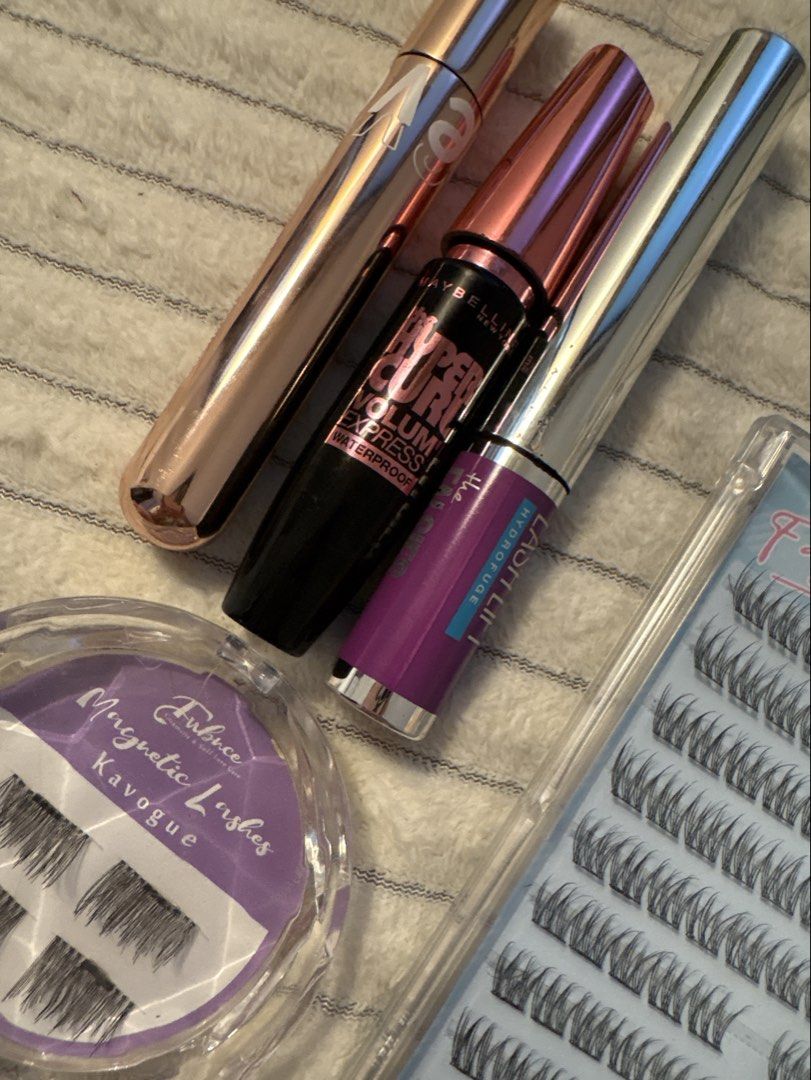 TAKEALL BARELY USED Mascara, False lashes, Cluster lashes, Magnetic Lashes (Category: Makeup) located in Malvar. Submitted by chatztash (Listing ID 1444356997, Image 2). Description: ❕❕❕❕ bundles are updated, check out my new listing ❕❕❕❕ - used 3-5x only per mascara - in perfect condition, not dry, not expired RFS: i don’t use mascara, but i kept buying trending mascara i see online • Maybelline Hypercurl Mascara - 299 • Maybelline Falsies Lash 