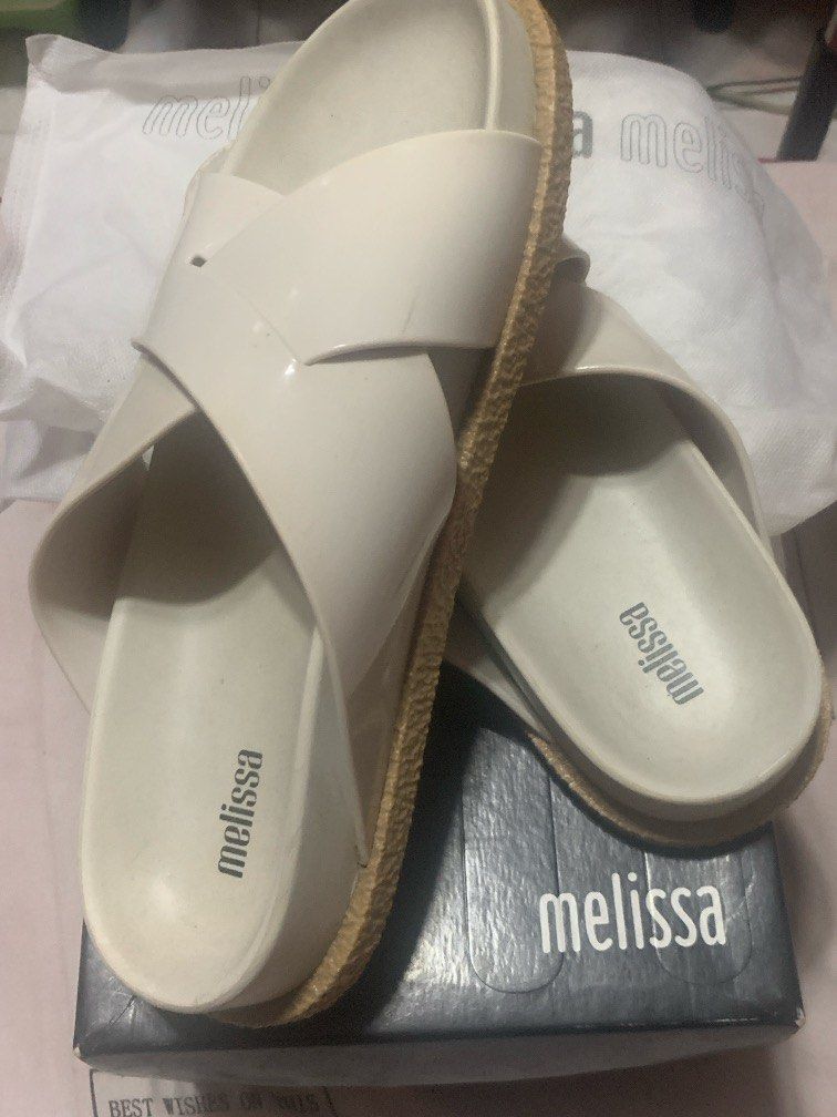 Melissa Energy AD in White/Beige (Category: Sandals) located in Manila. Submitted by itsdani_rielle (Listing ID 1444392415, Image 1). Description: Melissa Energy Ad Beige • US 7 • 8/10 condition • with box • minimal signs of use • decluttering ✨ Price is negotiable for sure buyer!!!:)).