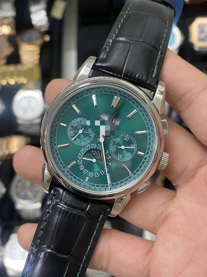 Mens watch (Category: Luxury Watches) located in San Juan City. Submitted by wristcheckdiaries (Listing ID 1444330823, Image 2). Description: -Calendar Chronograph Watch - Available Dial Colors: Brown, Green, Black, Blue - Matching Strap Colors: Brown, Black, Blue - Features: Moon Phase Complication, Multiple Subdials - High-Quality Craftsmanship - Ideal for Watch Collectors.