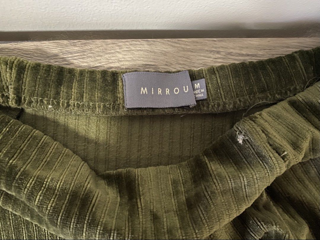 MIRROU Corduroy A-Line Skirt (Category: Skirts) located in Talavera. Submitted by angelaaaa_13 (Listing ID 1444389749, Image 2). Description: ₱ 400 both - Brand: MIRROU - Style: A-line corduroy skirt - Waistband: Elasticated - Available Colors: Olive Green, Dusty Pink - Size: Medium (M) .