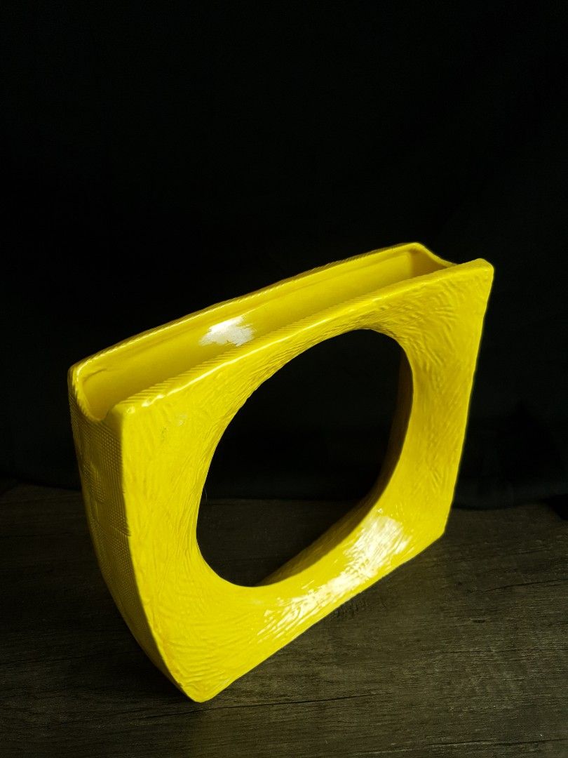 Modernist Lemon Yellow Ikebana Vase (Category: Vases & Decorative Bowls) located in Pasay City. Submitted by thepickypicker (Listing ID 1444453429, Image 3). Description: Modernist Lemon Yellow Ikebana Vase Size: 8 ⅞ tall, 10" long P1,180.