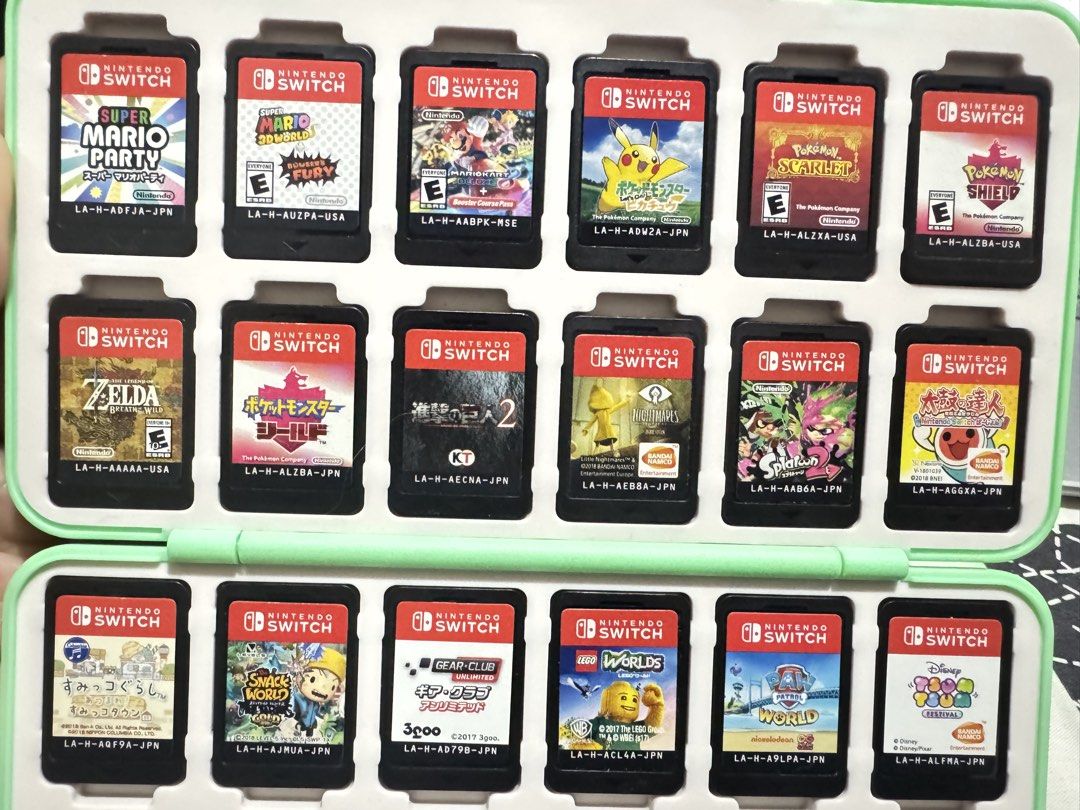 Nintendo Switch Games (Carts only-ALL are GOOD CONDITION) (Category: Nintendo) located in Caloocan City. Submitted by dyubella (Listing ID 1444328893, Image 1). Description: 499 to 1499 pesos price range for CARTS only, no case, GOOD working Condition💖 1. Super Mario Party - 1349 (SOLD) 2. Super Mario 3D World + Bowser's Fury (US region) - 1499 (SOLD) 3. Mario Kart 8 Deluxe with Booster Pass included (Asian region / MDE) - 1799 (SOLD) 4. Pokémon