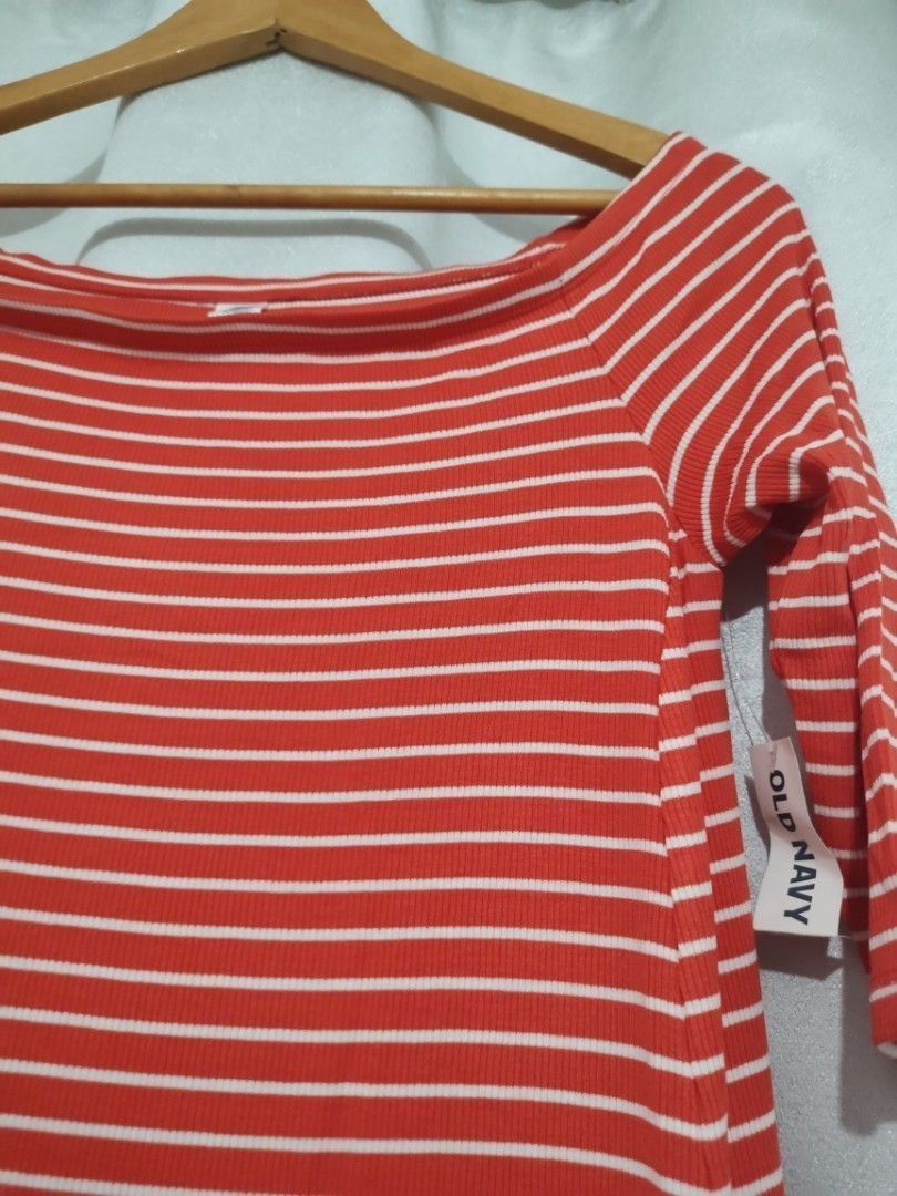 Old Navy (Brand New with Tag) (Category: Dresses) located in Quezon City. Submitted by mjar_ (Listing ID 1444436102, Image 3). Description: Old Navy Orange Striped (BNWT) Brand New with Tag Size: S Measurement: Length 28" Width 16.5" Shoulder 11" Hem 33" Sleeve Length 13" Disclaimer: Product color may slightly vary due to photographic lighting sources or your screen’s resolution and settings. ₱1000.