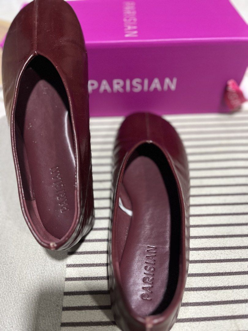 PARISIAN Darby Wine Red Ballet Flats (Category: Flats & Sandals) located in Santa Rosa. Submitted by dklutter25 (Listing ID 1444472711, Image 2). Description: - PARISIAN Darby ballet flats - Color: Wine Red - Size: US 8 (EUR 38) - Style: Slip-on - Includes original box -Good as new, used once lang. RFS: too small pala for my wide feet. .