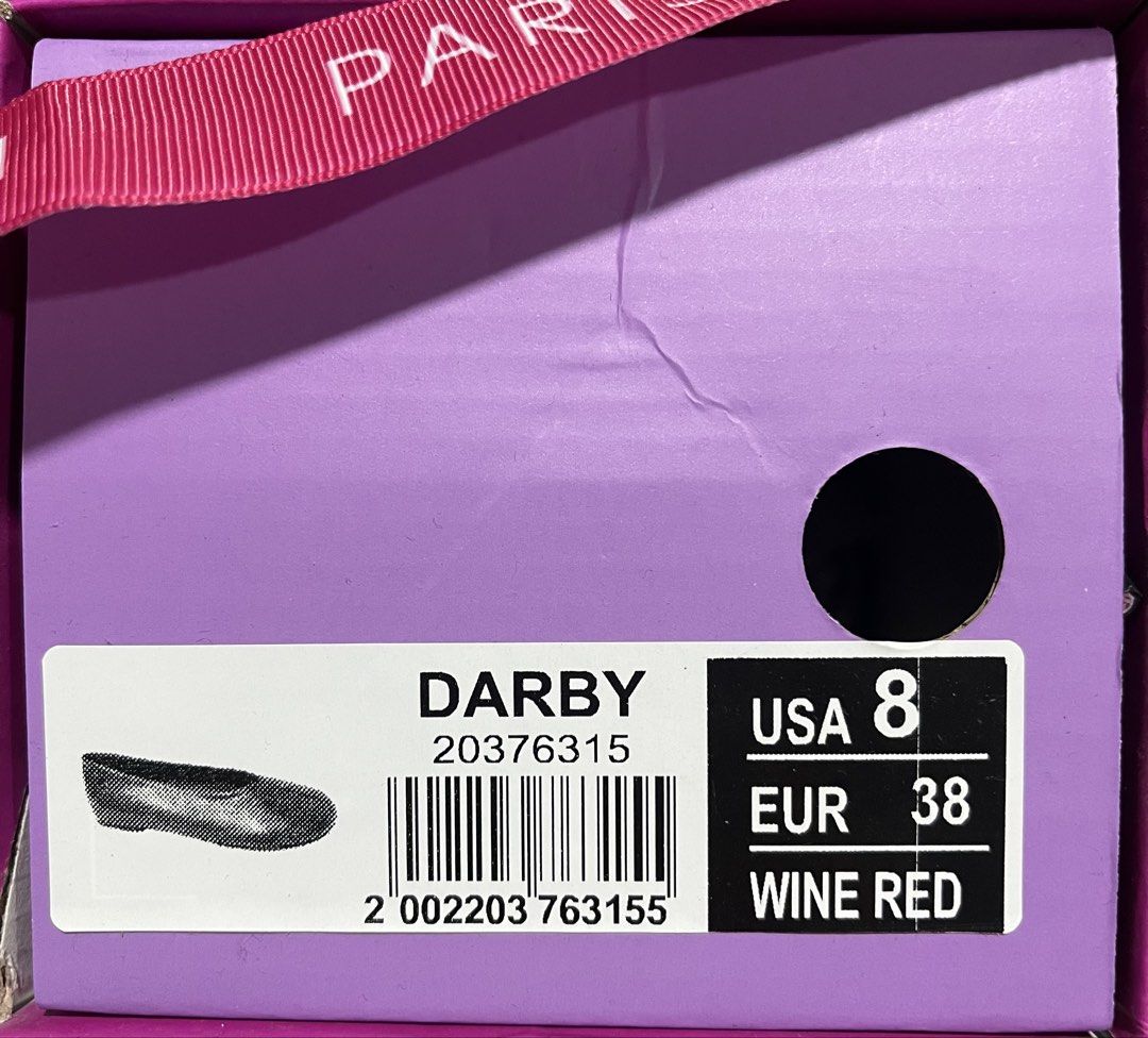 PARISIAN Darby Wine Red Ballet Flats (Category: Flats & Sandals) located in Santa Rosa. Submitted by dklutter25 (Listing ID 1444472711, Image 3). Description: - PARISIAN Darby ballet flats - Color: Wine Red - Size: US 8 (EUR 38) - Style: Slip-on - Includes original box -Good as new, used once lang. RFS: too small pala for my wide feet. .