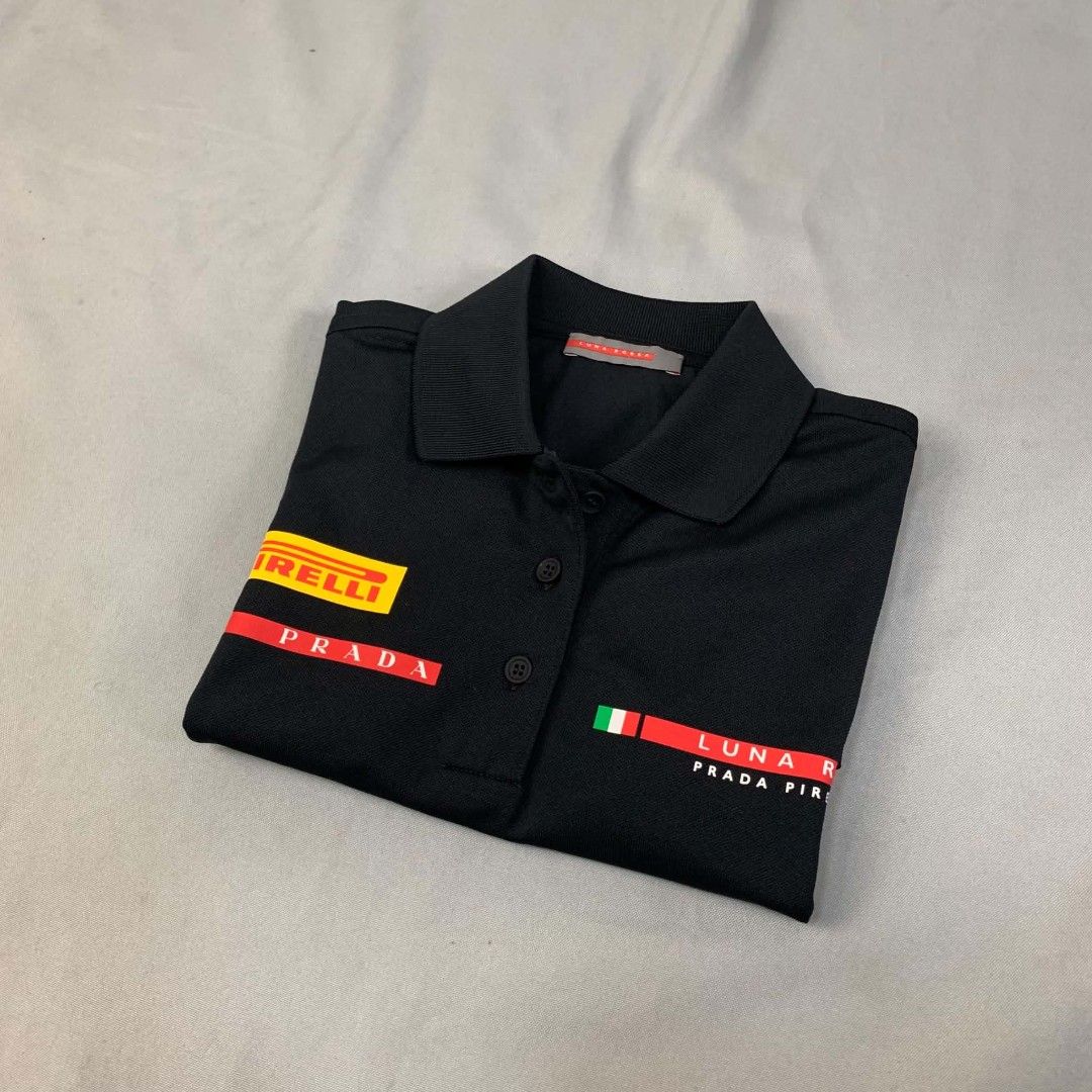 Prada X Luna Rossa Pirelli team poloshirt (Category: Others Tops) located in Manila. Submitted by cold_stuff (Listing ID 1444324082, Image 1). Description: Good as new XS on tag 17.5x25.5.