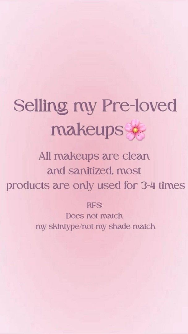 Pre loved make up for sale🌸 (Category: Makeup) located in Manila. Submitted by duza3413609745 (Listing ID 1444336952, Image 1). Description: - Condition: Gently used (3-4 times), clean, and sanitized - Reason for selling: Does not match skintype/shade - Bundle price available.