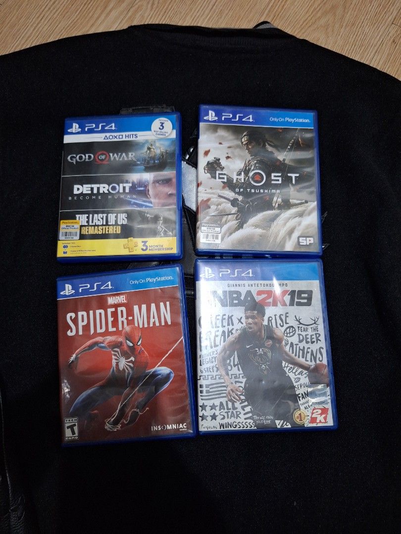 Ps4 games almost new no scratch (Category: PlayStation) located in Muntinlupa City. Submitted by kstefanomela14 (Listing ID 1444436261, Image 1). Description: almost new no scratch tested only ghost of tsushima - 1200 God of war/detroit - 800 sold spiderman - 600 sold NBA 2k19- 500 we can swap to Residents evil or Gran Turismo each cd same condition.