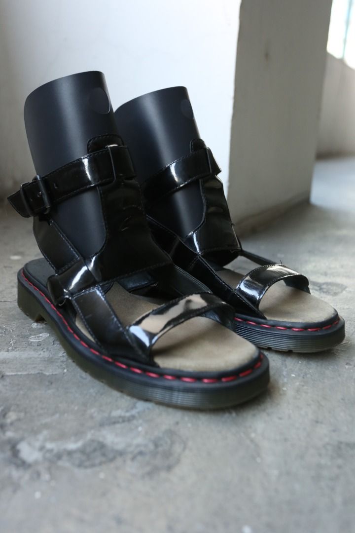 Raf Simons - Dr. Martens - S/S 09 - Wrap-Around Gladiator Sandals (Category: Casual Shoes) located in Manila. Submitted by graymatter_ (Listing ID 1444410045, Image 1). Description: Raf Simons - Dr. Martens - S/S 09 - Wrap-Around Gladiator Sandals Tagged Size: 9 Condition: 8.5/10 Flaws: Hairline Cracks on Patent, Leather Chipping on Insole Material: Patent Leather Made in: China .