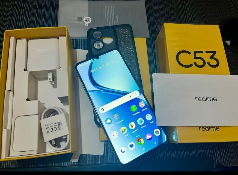 REALME C53 6/128gb 100% original! (Category: Realme) located in Santa Rosa. Submitted by cyberspacemarket123 (Listing ID 1444341889, Image 1). Description: Realme C53 100% original mga boss hindi premium copy hindi ren fake. 100% original mga bossing complete with box with original realme charger adapter and cord nia na never pa po nagagamit bago pa yan ung charger nia never pa po nagamit mga boss check mo pa mabute malinaw camera matagal malowba