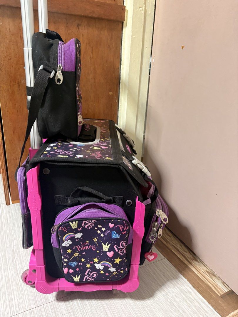Robby Rabbit Princess Rolling Backpack with Lunch Bag (Category: Strollers) located in Manila. Submitted by supermomma17 (Listing ID 1444448759, Image 3). Description: bought 5k minsan lang gamitin kasi iniiwan ang books sa room like new no issue 3k Muntinlupa Area Lalamove only.