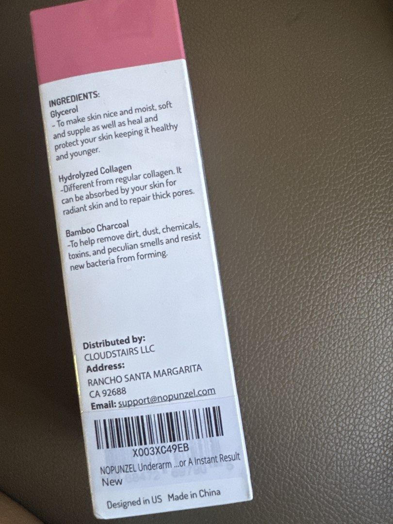Sale from Canada (Category: Face Care) located in San Mariano. Submitted by carou92888 (Listing ID 1444495515, Image 2). Description: The NOPUNZEL Dark Spot Remover Cream is a targeted body and face moisturizer designed to reduce hyperpigmentation and even out skin tone. It is specifically formulated for sensitive areas like the armpits, neck, knees, and private parts.