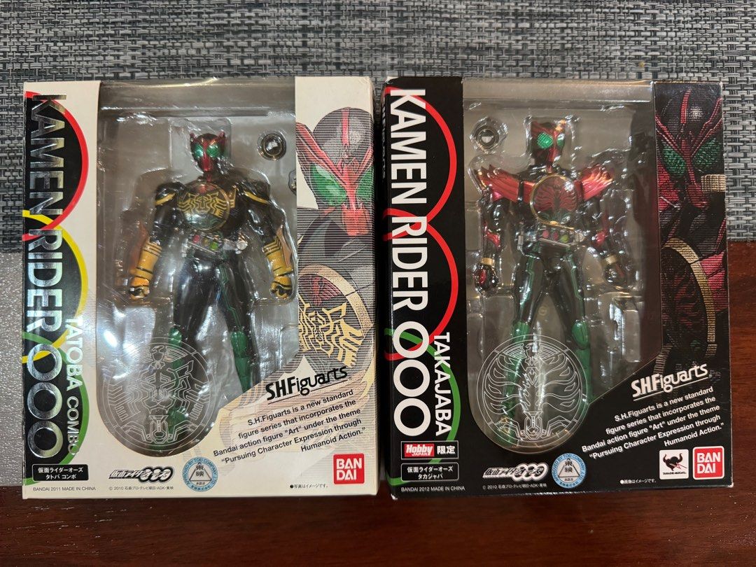 SH Figuarts SHF Kamen Rider OOO Tatoba & Takajaba Combo (Category: Action & Battle Toys) located in Singapore. Submitted by whatisthatdd2 (Listing ID 1444458072, Image 1). Description: SH Figuarts SHF Kamen Rider OOO Tatoba & Takajaba Combo Tatoba - $35 Takajaba - $45 Self collect at 684690 or add on $3.50 mail.