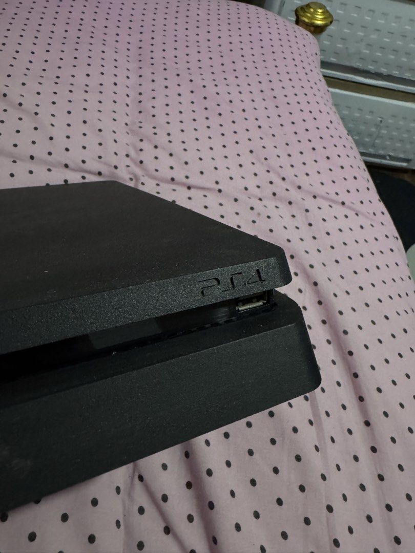 Sony PS4 Slim Console 500gb with Controller (Category: PlayStation) located in Paranaque City. Submitted by czantal (Listing ID 1444311363, Image 2). Description: Black PS4 Slim console with one black DualShock 4 controller, HDMI connector and power cable. - 500 gb - Version 13.52 - Some dust on console, but ready to play. - no issues - no box included - remote play via ipad or laptop.
