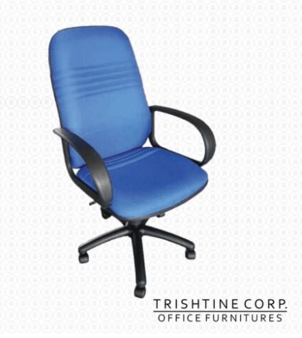 TEX-19-FAB | High Back Fabric Executive Chair (Category: Office Furniture & Fixtures) located in Caloocan City. Submitted by jimtapitan_trishtinecorp. (Listing ID 1444335014, Image 1). Description: - Tristhine Corp. blue office chair - Comfortable padded seat and backrest - Features armrests - Five-star base with wheels for easy mobility - Ideal for office or home workspace - Simple and functional design DISCLAIMER: PRICE IS FOR POSTING PURPOSES 