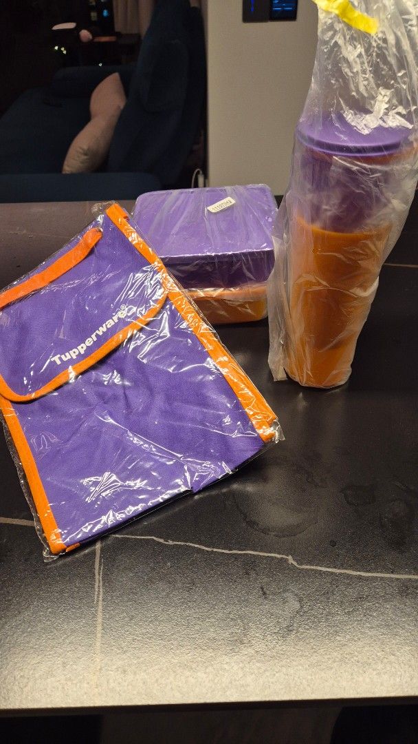 Tupperware Purple Orange Containers and Bag Set485023395150581763
