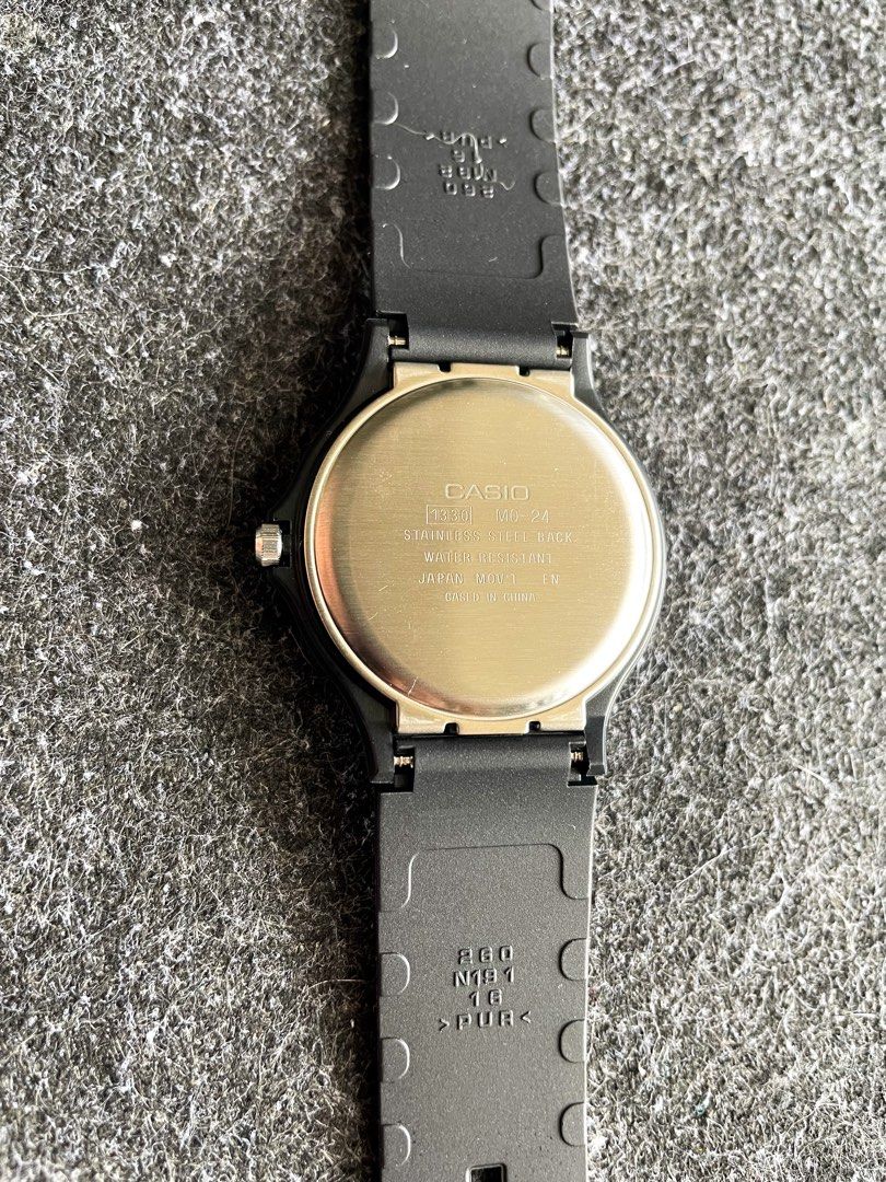Tyler The Creator - Casio Quartz MQ24-9B Watch (Category: Men's Watches) located in San Juan City. Submitted by justforthrifts (Listing ID 1444347933, Image 3). Description: Pre order ETA: 7/14 days Downpayment: ₱1,000 - Classic Casio watch - Cream dial with 24-hour markings - Black strap - Water resistant - Ideal for everyday use.