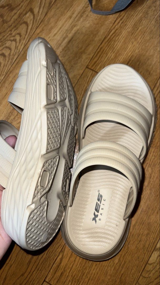 XES BASIC Beige Platform Sandals (Category: Sandals) located in Kuala Lumpur. Submitted by iaamdie (Listing ID 1444365413, Image 2). Description: - Brand: XES BASIC - Color: Beige - Style: Platform Sandals - Features: Easy slip-on, two wide straps, good grip sole - Occasion: Casual wear - Condition: Worn a few times, still in good shape.