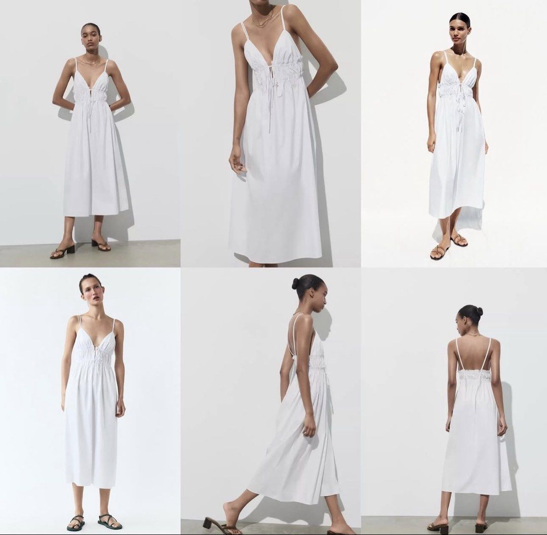 ZARA White Poplin Dress (Category: Dresses) located in Manila. Submitted by ccollection_ (Listing ID 1444477231, Image 2). Description: Small on Tag, fits up to semi medium size bodyframe .
