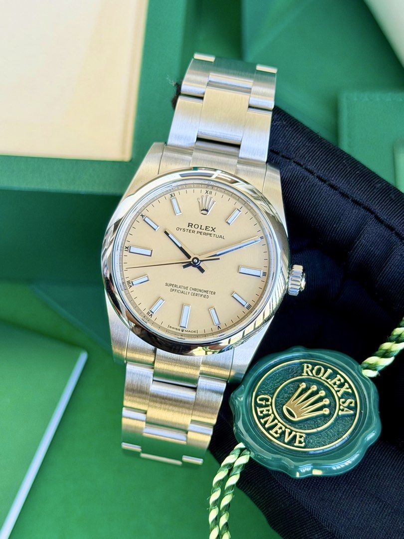 2026 Rolex OP 34 “Beige” (Category: Luxury Watches) located in Quezon City. Submitted by 6.oclock.ph (Listing ID 1444621424, Image 1). Description: New Rolex Color! Oyster Perpetual 34mm “Beige” •Year 2026 •Brandnew 10/10 (Paris AD) •Complete Inclusions w/Rolex Paperbag •Ref#124200 538,000 Open for viewing & authentication Meetups can be arranged.