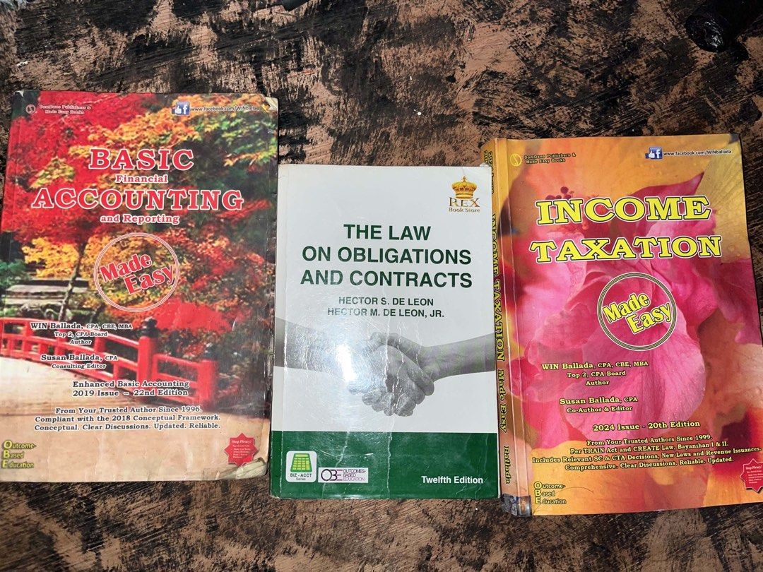ACCOUTING BOOKS (Category: Textbooks) located in Manila. Submitted by pauljakep (Listing ID 1444623686, Image 1). Description: 📌BASIC ACCOUNTING - ₱200 📌Obligations and Contracts - ₱150 📌Income Taxation - ₱200 •Issue: Normal wear and tear due to age •Used for 1 Semester Only •Everything was properly used and well-maintained Location: Cainta TAKE ALL FOR ONLY ₱450!! PM PM PM!! just helping a friend.