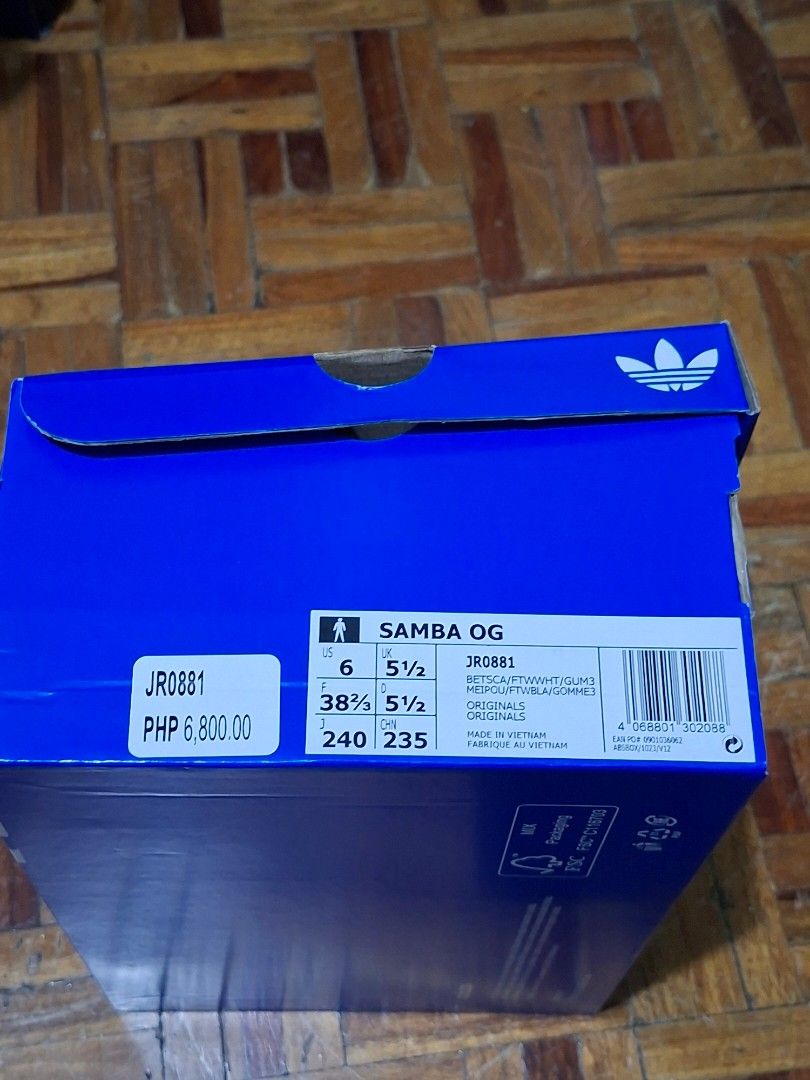 Adidas Samba OG Red White Gum Sole (Category: Sneakers) located in Manila. Submitted by findingdivishop (Listing ID 1444508041, Image 2). Description: new not used malaki gift lang - Classic Adidas Samba OG sneakers - Vibrant bright red leather with iconic white stripes - Durable gum sole for classic look and grip - Includes original box - Ideal for everyday casual wear or making a fashion statement.