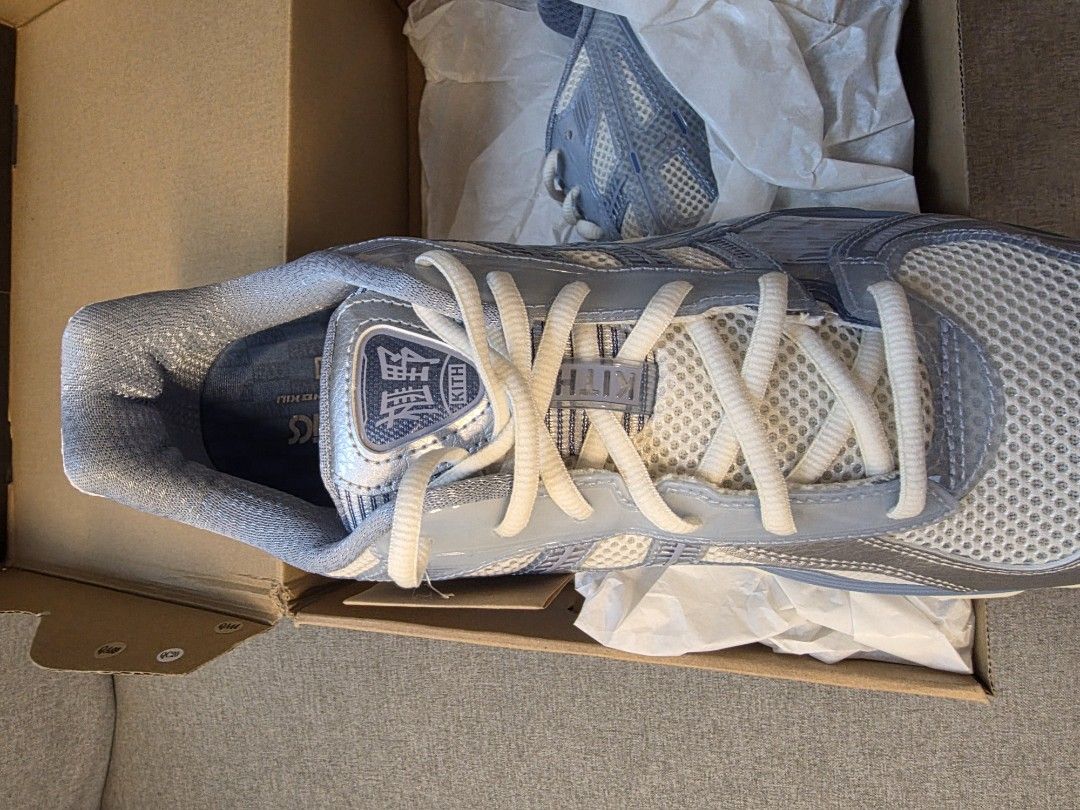 ASICS Kith Gel-Kayano 14 Light Blue Silver (Category: Sneakers) located in Singapore. Submitted by simontnichols (Listing ID 1444513551, Image 3). Description: - ASICS Gel-Kayano 14 - Color: Light Blue and Silver - Collaboration with Kith - Comes with original box - only for top tier loyality members.