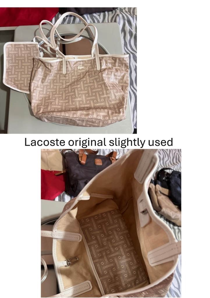 ASSORTED BAGS ALL ORIGINAL (KATE SPADE,LACOSTE,NEXT,BRICS) (Category: Tote Bags) located in Paranaque City. Submitted by bombshellmayet (Listing ID 1444605171, Image 2). Description: All these bags for only ₱5,000 as a bundle. Please note that I am not selling them individually—I would like to dispose of all the bags together.