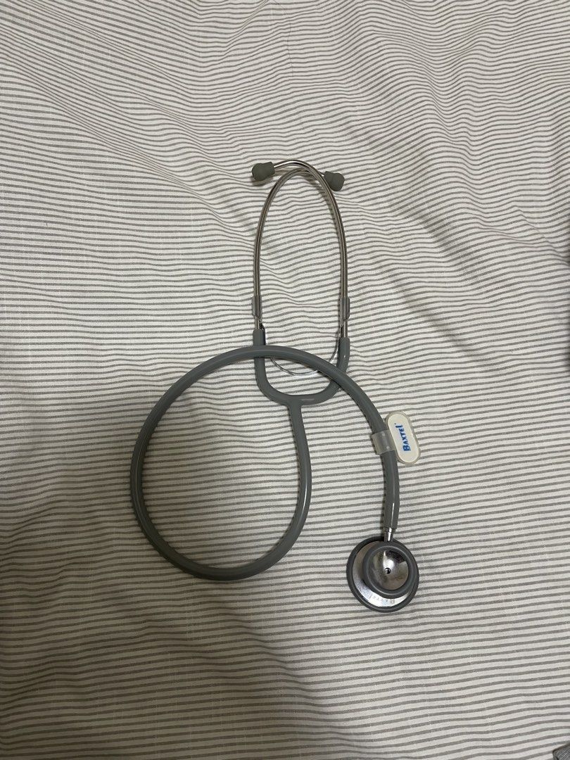 Baxtel Stethoscope Grey (Category: Medical Supplies & Tools) located in Taguig. Submitted by alyrojas (Listing ID 1444500434, Image 1). Description: - Grey stethoscope - Ideal for medical students - Good working condition.