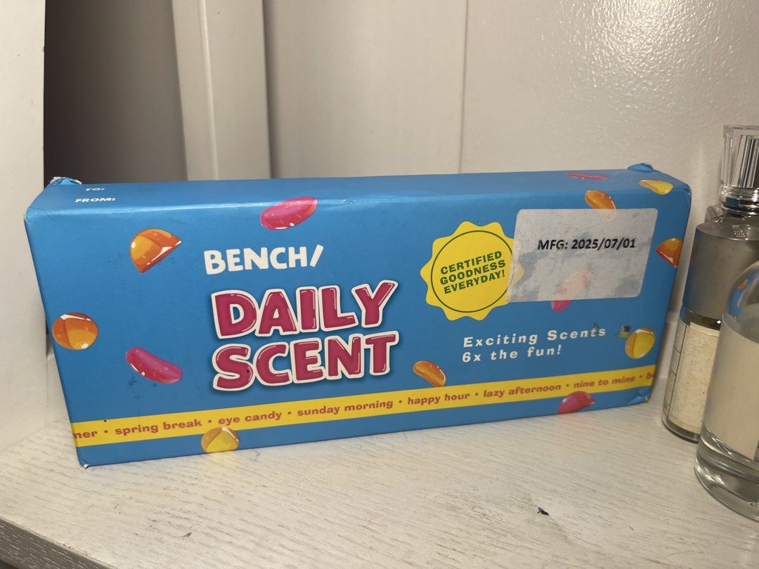 BENCH Perfume Daily Scent 6x Cologne Set 25ml (Category: Fragrance & Deodorants) located in Mandaluyong City. Submitted by manilasyoungstunna (Listing ID 1444574514, Image 1). Description: RFS: don’t need Never used! Price negotiable - BENCH Daily Scent Cologne Set - Includes 6 x 25ml bottles - Scents: Happy Hour, Nine to Mine, Spring Break, Eye Candy, Sunday Morning, Lazy Afternoon - Ideal for everyday use - Brighten your day with these exciting