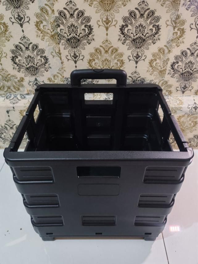 Black Folding Trolley Cart with Wheels and Handle (Category: Everything Else Others) located in Manila. Submitted by blake_05 (Listing ID 1444536920, Image 1). Description: - Black folding trolley cart - Features wheels and a retractable handle - Folds flat for convenient storage - Ideal for groceries, shopping, or moving items - Sturdy and portable design - Useful for both home and travel needs.