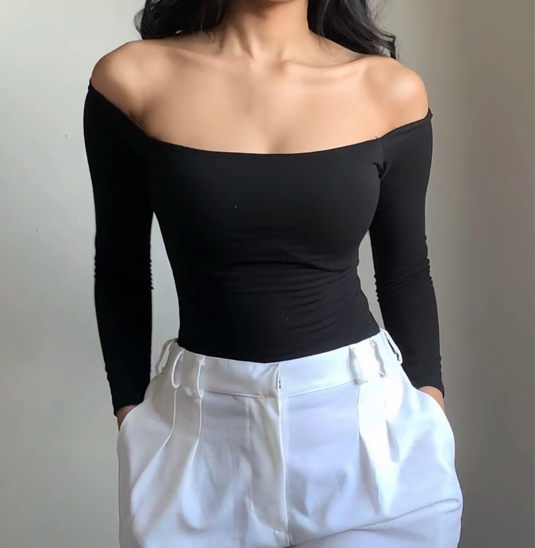 Black Off-Shoulder Double Lining (Category: Longsleeves) located in Bacoor. Submitted by deaclutter.ph (Listing ID 1444587477, Image 2). Description: > Only wore once > Request for when worn picture > No COD > GCash, GoTYME, Maya > MOD: lalamove or jnt > SF paid by buyer.