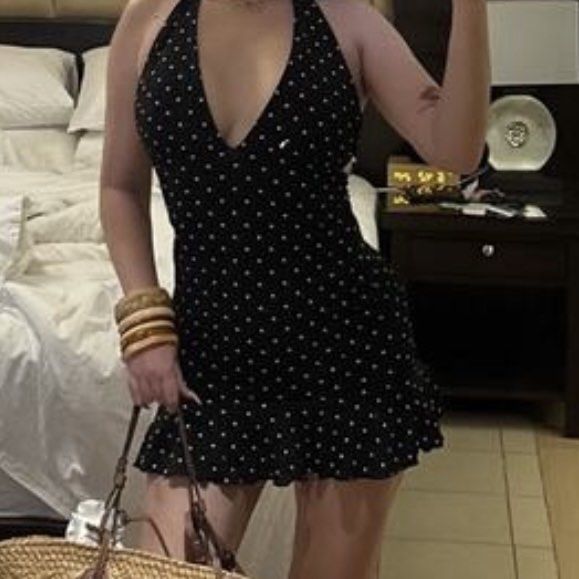 Black Polka Dot Halter Neck Mini Dress (Category: Dresses) located in Manila. Submitted by madfitzz (Listing ID 1444661587, Image 2). Description: 📍Paco, Manila.