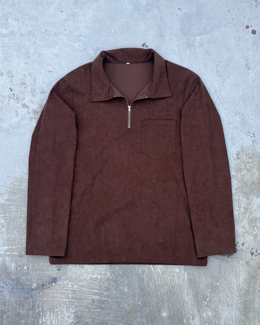 brown corduroy pullover half zip (Category: Coats, Jackets and Outerwear) located in Calamba. Submitted by lyrons.wardrobe (Listing ID 1444601822, Image 1). Description: 21.5x27.5.