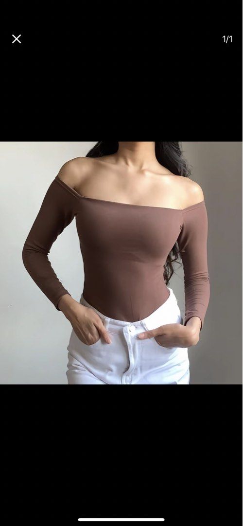 Brown Off-Shoulder Double Lining (Category: Longsleeves) located in Bacoor. Submitted by deaclutter.ph (Listing ID 1444588433, Image 2). Description: > Never worn > Inaccurate color due to lighting (refer to 2nd slide for actual color) > No when worn picture > No COD > GCash, GoTYME, Maya > MOD: lalamove or jnt > SF paid by buyer.
