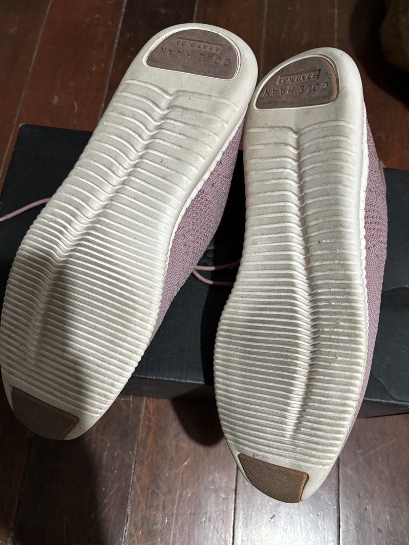 Cole Haan Zerogrand Pink Knit Sneakers (Category: Sneakers) located in Mandaluyong City. Submitted by carol_0368 (Listing ID 1444646549, Image 3). Description: - Pink knit Cole Haan Zerogrand sneakers - Lace-up style - Tan leather accents on heel tab and tongue - White soles - Ideal for walking and casual wear - Comfortable and breathable knit material.