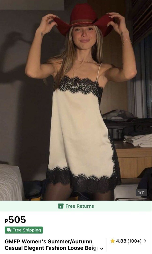 Cream Lace Trim Camisole Top (Category: Sleeveless) located in Manila. Submitted by aishcz (Listing ID 1444513714, Image 3). Description: - Cream camisole top - Black lace trim detail - Silky material feel - Spaghetti straps - Loose, comfortable fit RFS. Declutter.